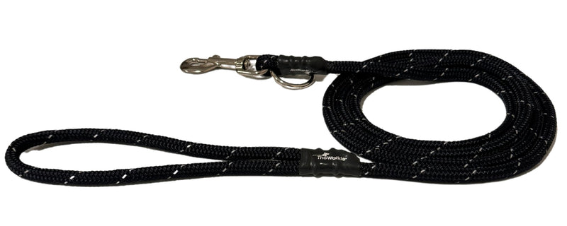 The Walkie No Pull Dog Leash - Gentle, Effective, Encourages Loose Leash Walking - Made in USA - Black with High Visibility Reflective Thread - Size Small for Dogs Under 25lbs