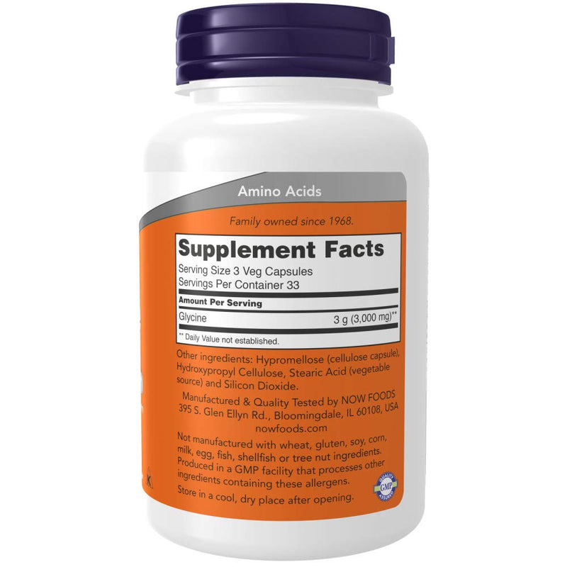 Now Foods Glycine 1000 mg - 100 VegiCapsules 2 Pack 100 Count (Pack of 2)