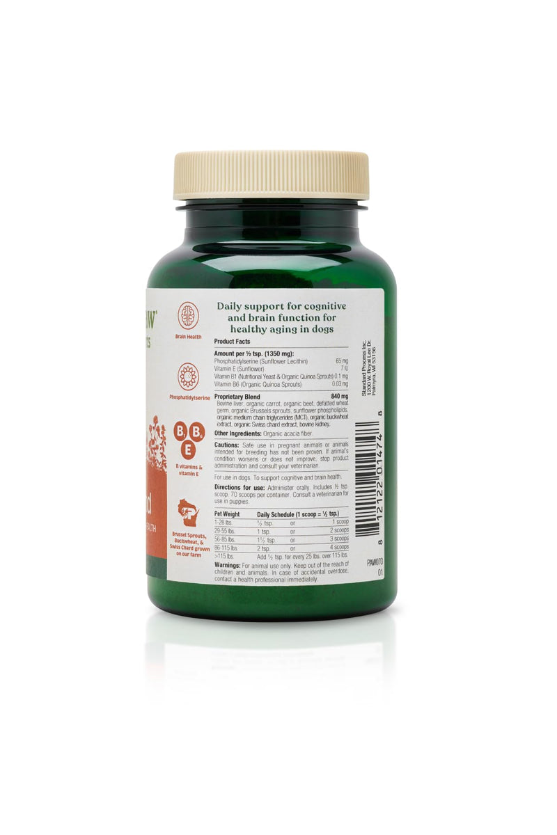 Spirited Paw Healthy Mind - Supports Brain Function for Adult & Senior Dogs - Brain Nourishment for Healthy Memory Support - Farm-Grown Ingredients & No Artificial Fillers - 3.35 oz