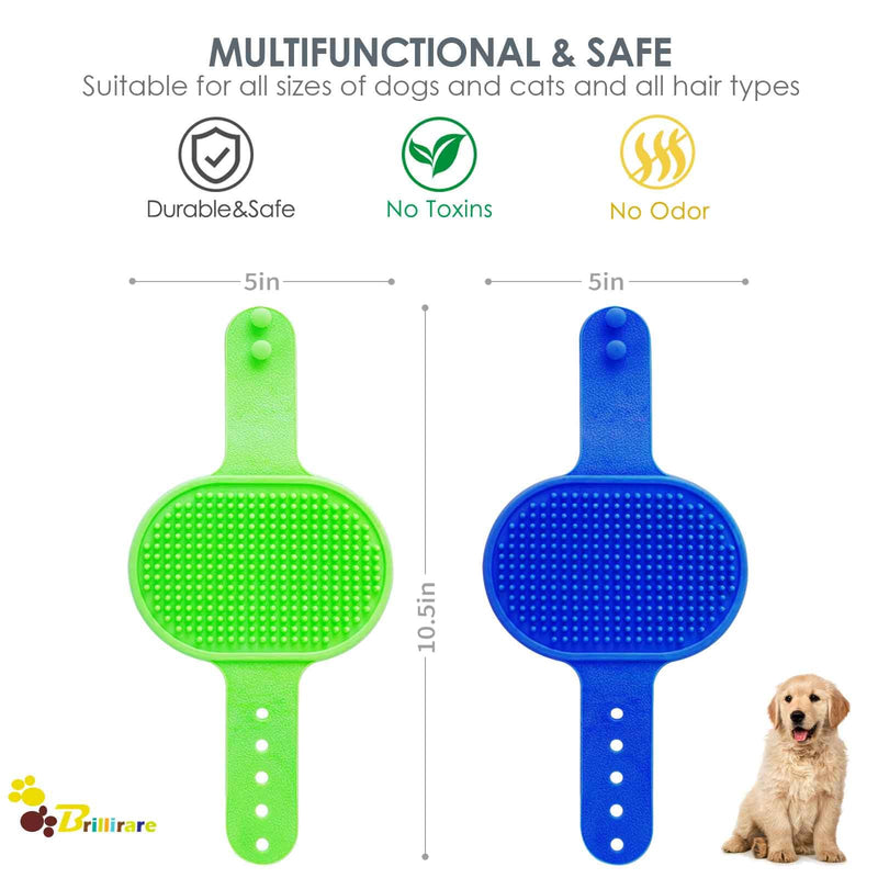BRILLIRARE Pack of 2 bath brush rubber curry comb, high-quality soft silicone brush with adjustable handle for dogs, cats, pets, short hair and long hair with massage effect, shampoo scrubbing combs - BeesActive Australia