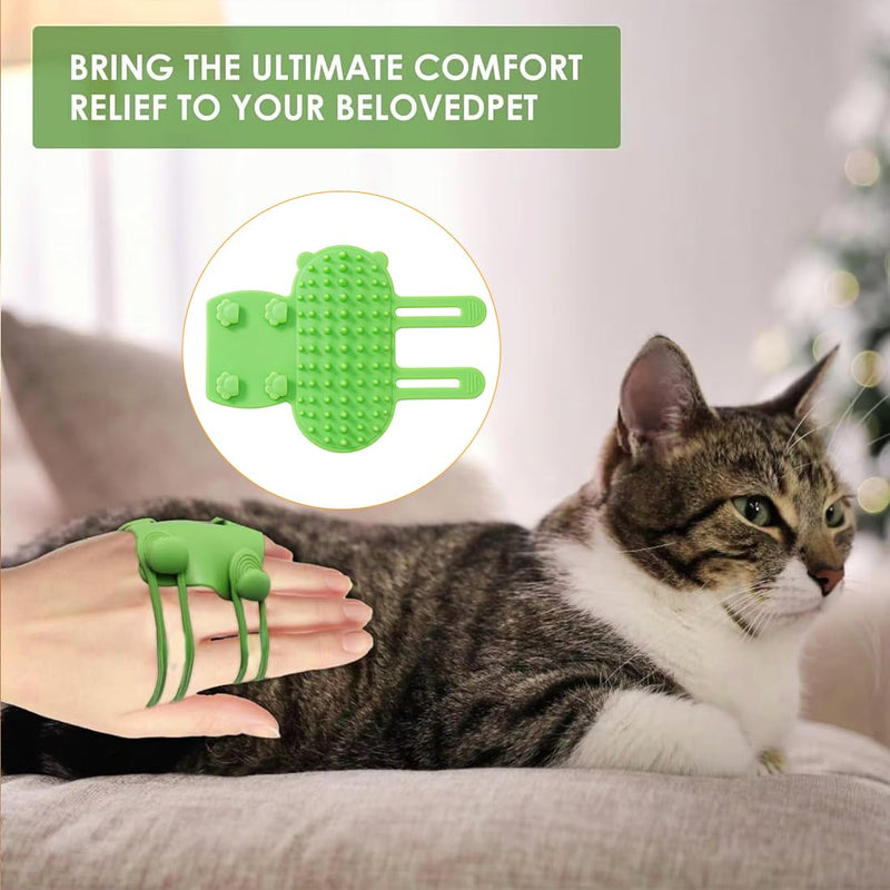 SGERUFZ Pack of 4 Self-Grooming Silicone Cat Brush, 2-in-1 Massage Itching Pet Tickling Artifact, Grooming Brush with Strap - BeesActive Australia