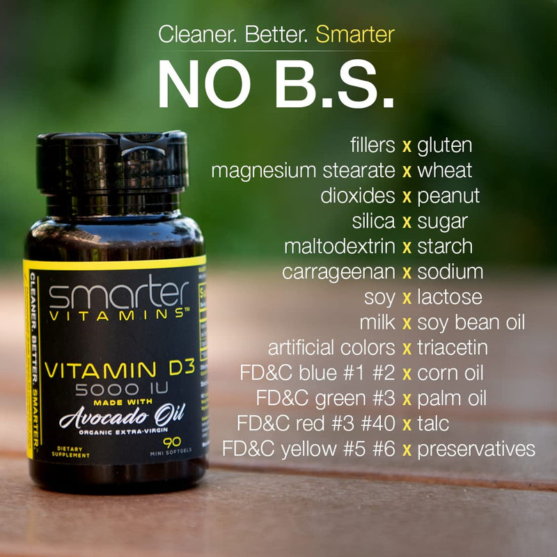 3 Pack Vitamin D3 5000 IU with Avocado Oil, 125 mcg, 270 Mini Softgels | D3 in non-GMO avocado oil supports calcium absorption, immune function, strong bones, healthy teeth and muscle function. 3