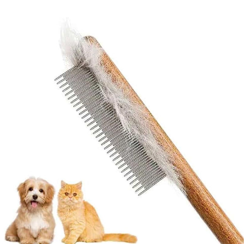 JOCXZI Long and short combs for cats, 2 pieces cat combs for domestic cats, stainless steel pet comb, skin-friendly, pet combs, steel tooth comb with wooden handle for cats, removes knots and tangles - BeesActive Australia