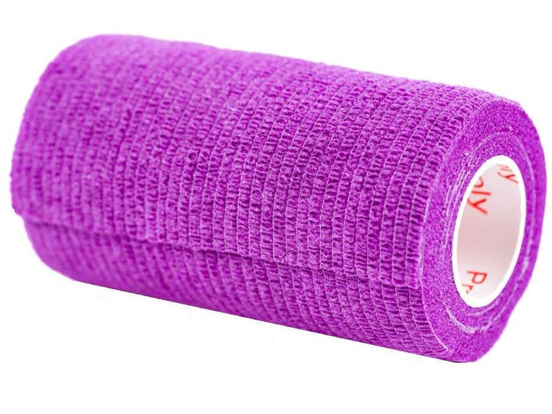 3 Inch Vet Wrap Tape Bulk (Purple) (Pack of 6) Self Adhesive Adherent Adhering Flex Bandage Grip Roll for Dog Cat Pet Horse 6 Rolls Purple - BeesActive Australia