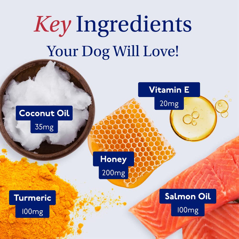 PetLab Co. Skin & Coat Chews - Support a Healthy, Comfortable Coat in Seconds a Day. Formulated with Beneficial Fatty Acids, Vitamins, Honey, & Turmeric to Optimize Skin and Coat Condition