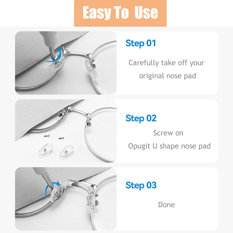 15 pcs,3 sizes Eyeglasses Nose Pads,U Shaped Eyeglasses Nose Pads Screw-in eyeglass nose piece soft silicone nose pad for Eye Glasses Sunglass Eyewear