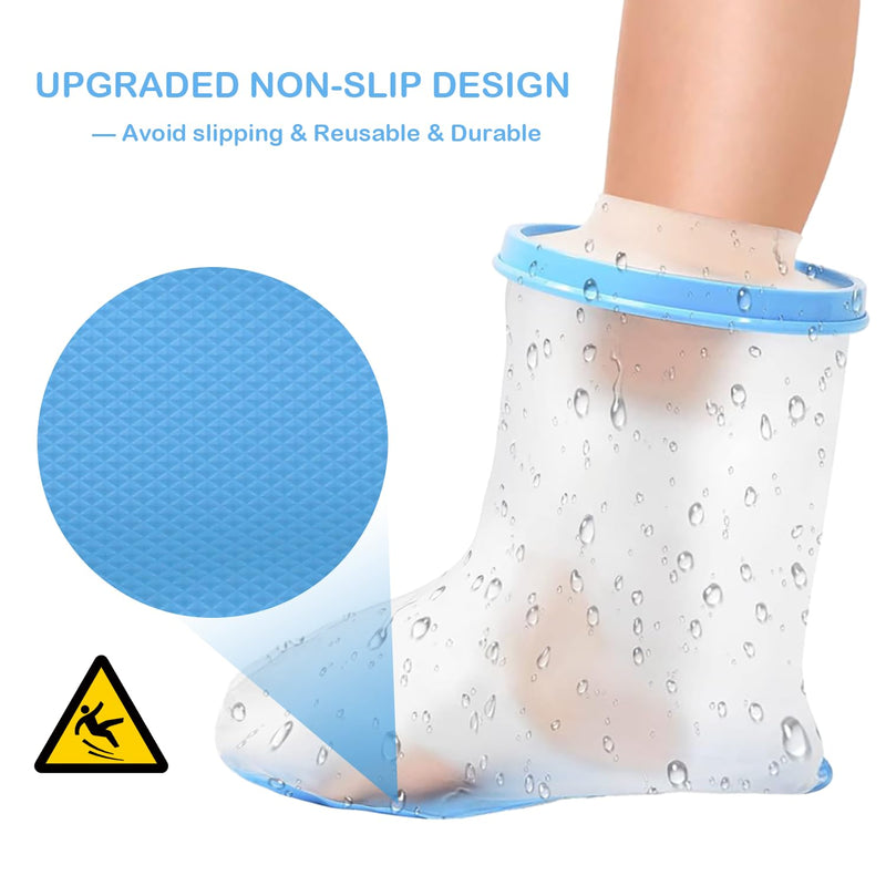 Waterproof Foot Shower Cover Adults, Foot Shower Cast Protector Watertight Shower Boot for Foot/Ankle Brace, Splints, Toe Bunion Post Surgery Bandage Dressing ADULT FOOT