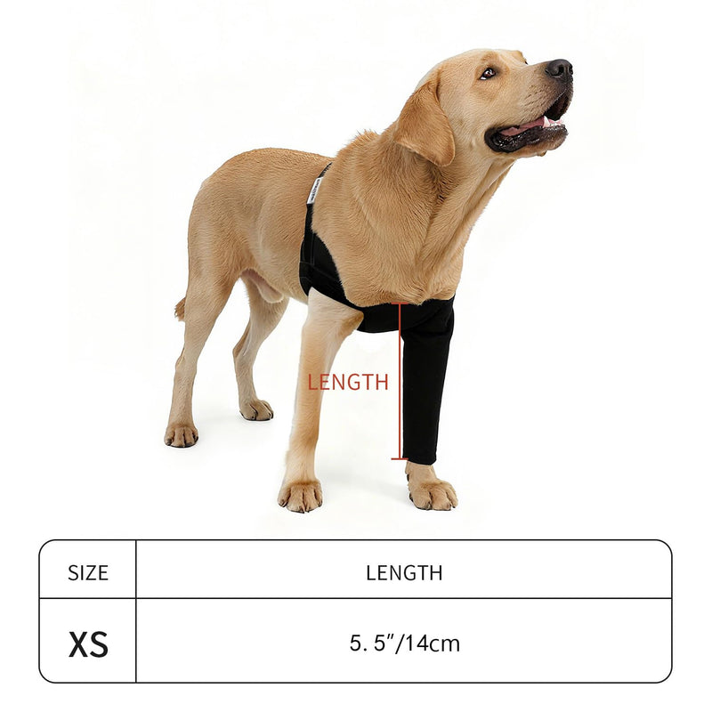 Dog Recovery Sleeve - Front Leg Only, Cone Collar Alternative, 2.5mm Thick Waterproof Abrasion-Resistant Pet Leg Sleeve, Washable, Prevents Licking/Biting & Keeps Wounds Dry (Black, XS) Black