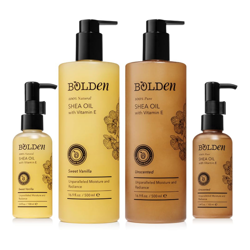 BOLDEN Sweet Vanilla Shea Body Oil with Vitamin E | Stretch Mark Pregnancy Care | 100% Natural Moisture Shea Oil | Lightweight After Shower Body Oil |16.9 Fl Oz 16.9 Fl Oz (Pack of 1)