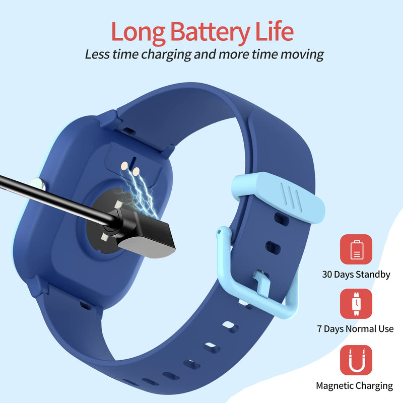Kids Fitness Tracker Watch, IP68 Waterproof Smart Watch with 19 Sport Modes, Pedometer, Heart Rate Monitor, 19 Sports Modes, Great Gift for Kids Blue - BeesActive Australia