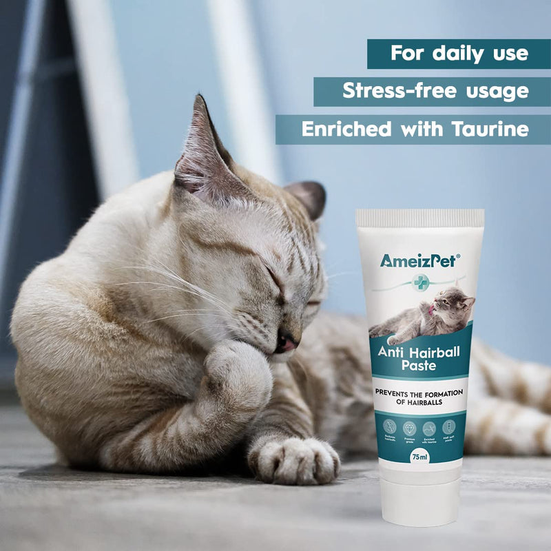 AmeizPet Malt Paste for Cats Antihairball, Cat Pastes with Malt Extract - Cat Malt Agent Against Hairballs, 100g (3.52 Oz) Malt & Taurine - BeesActive Australia