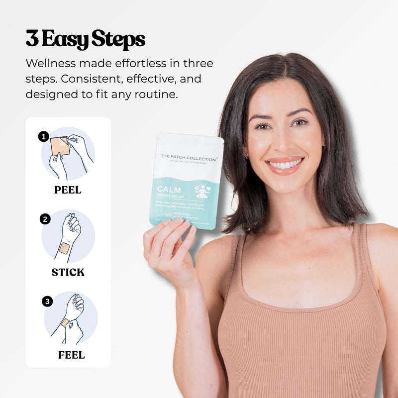 The Patch Collection® - Calm Patch | Unwind & Decompress | Ashwagandha, Valerian Root, Passion Flower, Vitamin B | 8 Hour Calmness | Vegan & Latex Free (Pack of 15)