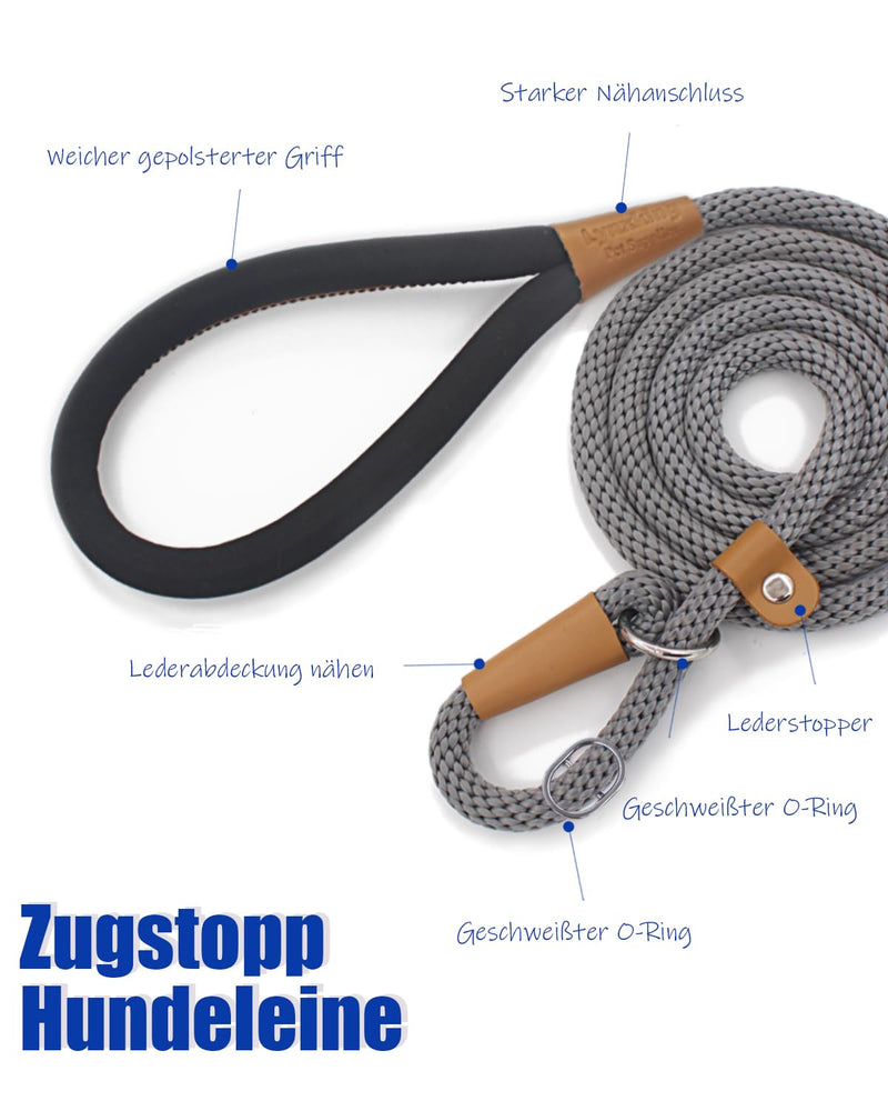lynxking tow leash for dogs, dog leash, retriever leash, leash for small medium large dogs (grey, pull stop-0.9cm x 180cm) grey - BeesActive Australia