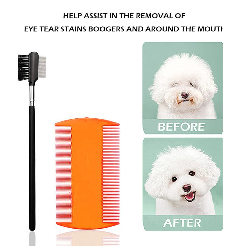 SKYPIA 5 Pcs Dog Comb Tear Stain Remover for Dogs Flea Comb Dog Combs for Grooming Small Dogs Flea Comb for Cats Dog Grooming Kit Pet Combs Small Dog Combs - BeesActive Australia