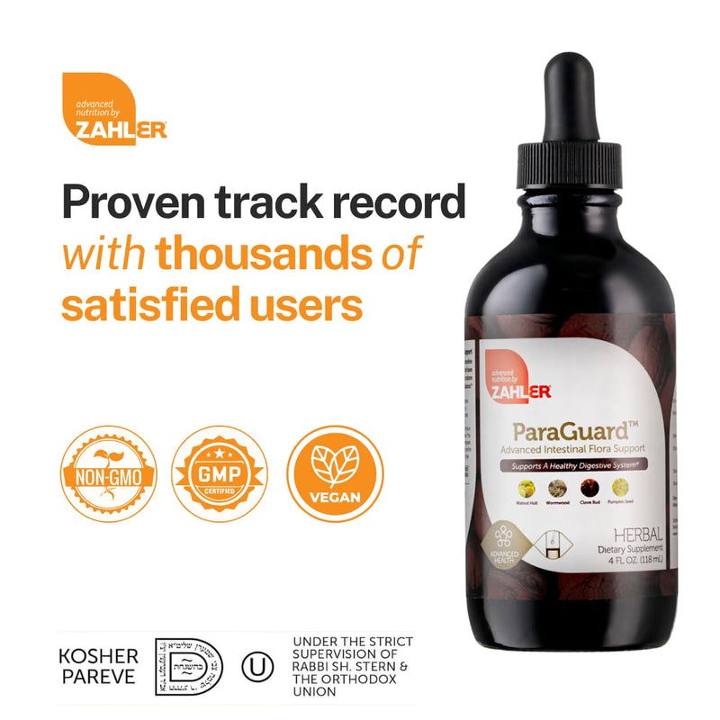 Zahler - ParaGuard Liquid Drops - Gut Health Supplement - Formula has Wormwood, Garlic Bulb, Pumpkin Seed, Clove & More - Natural Support for Humans - Certified Kosher (4 Oz) (4 oz., Drop) 4 Fl Oz (Pack of 1)