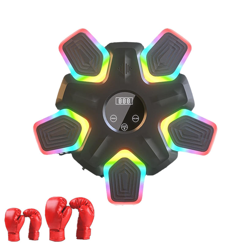 Music Punching Machine with Boxing Gloves, Music Punching Machine for Adults and Kid, Wall Mounted Colorful LED Boxing Music Workout Machine for Home and Gym, 17 Inch - BeesActive Australia