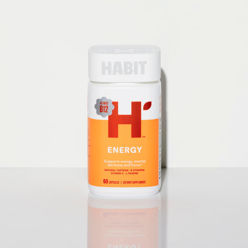 Habit Energy Supplement (60 Capsules) - New Look, Supports Energy, Alertness and Focus, Natural Caffeine, Vitamins B & C, Green Tea Extract, Vegan, Non-GMO (1 Pack) 1 Pack