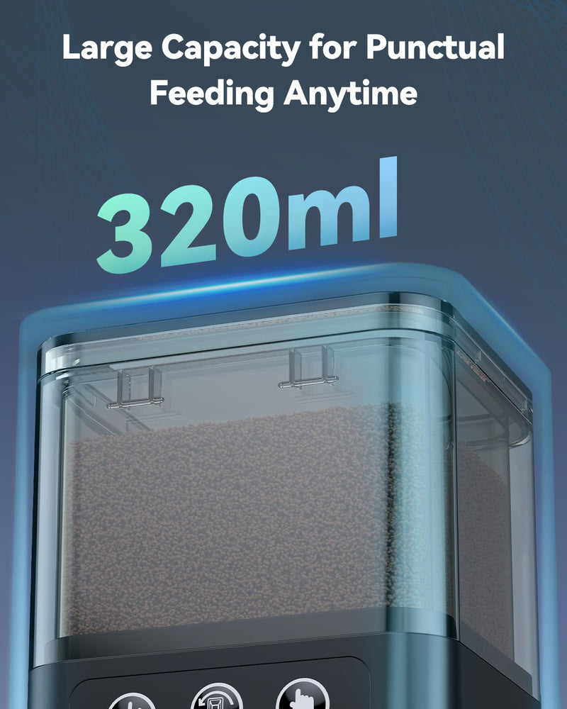 Pawfly Automatic Fish Feeder for Aquarium Auto Vacation Timer Fish Feeder for Fish Tank 320 ml Adjustable Fish Food Dispenser for Powder Pellets and Granules, Battery Operated (Included) - BeesActive Australia