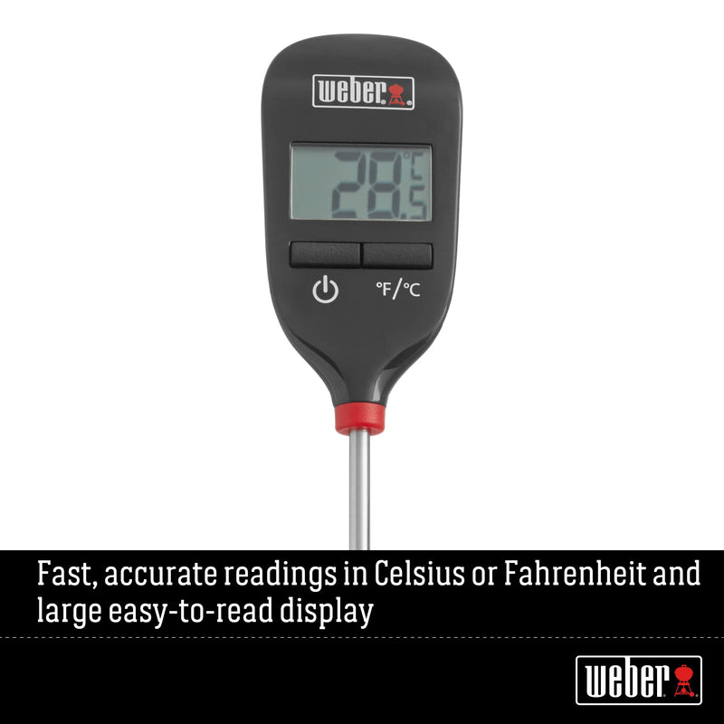 Weber Instant‑Read Thermometer Probe, Black/Silver – Fast Digital Grill & Kitchen Thermometer with 15‑Second Readout, Auto Shutoff & Fahrenheit/Celsius Options Single - BeesActive Australia