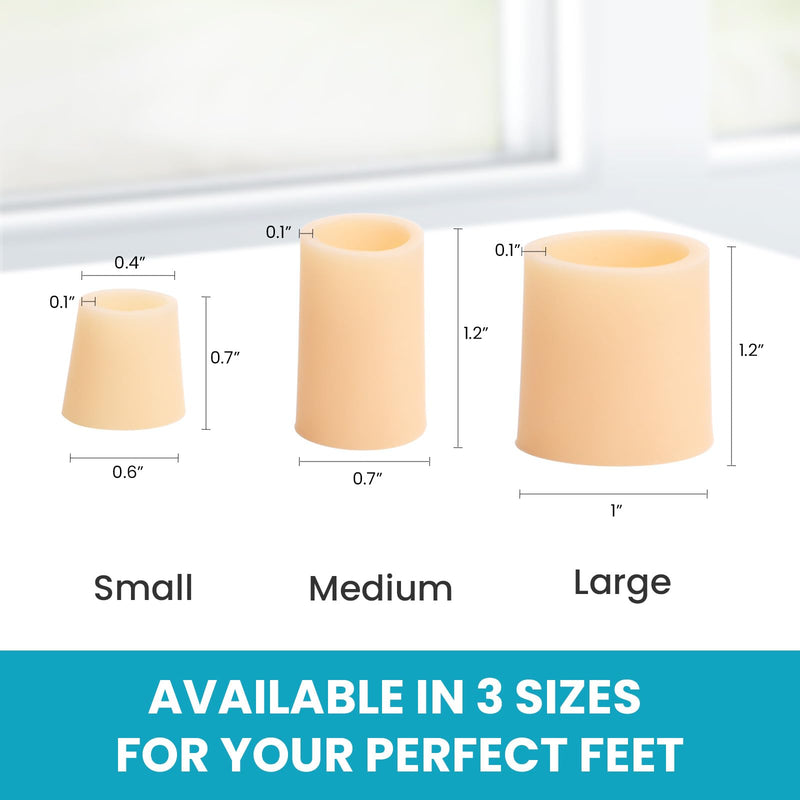 Povihome Toe Sleeves, Toe Protectors, 12 Pack Toe Tube Pads for Hammer Toe,Stubbed Toe,Corns, Calluses Protect (Medium Size, Beige) Medium Size