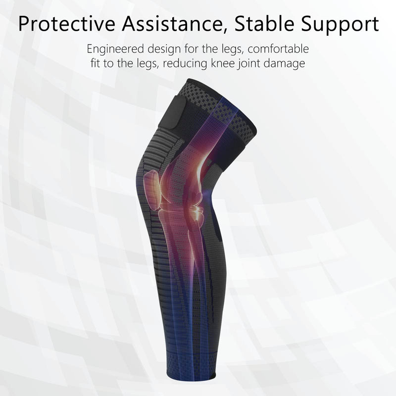 Full Leg Compression Sleeves 2 Pack Long Knee Support for Men and Women for ACJ, Meniscus Tear, Arthritis Black Small - BeesActive Australia