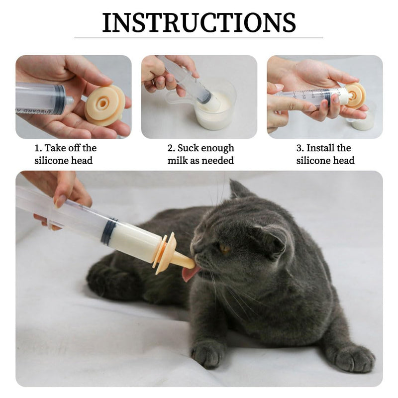 BZKSER 3 pieces pet syringe for feeding pets, with silicone pacifier for feeding cats, for puppies, kittens, squirrels and other newborn pets - BeesActive Australia