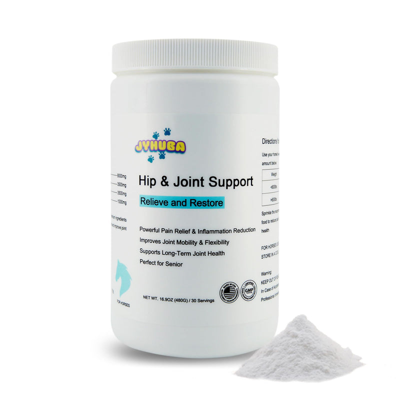 Natural Pain Relief for Horses – Hip & Joint Support with Pea, MSM & Glucosamine – Joint Repair & Mobility Supplement – Anti-Inflammatory Formula – Made in USA – 16.9oz (480g)
