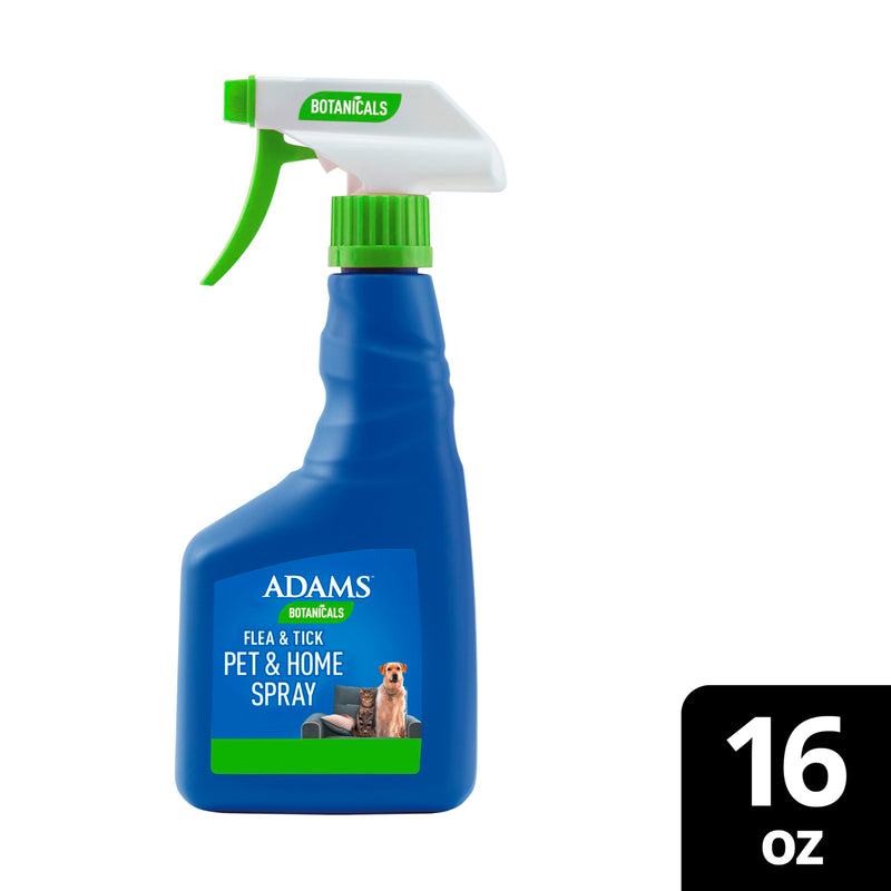 ADAMS Botanicals Flea & Tick Pet & Home Spray, Flea Spray for Dogs, Cats, Puppies, & Kittens, Indoor Home Treatment, Kills Fleas & Ticks on Pet Bedding and Furniture, 16 oz Pet + Home Spray 16 Ounces