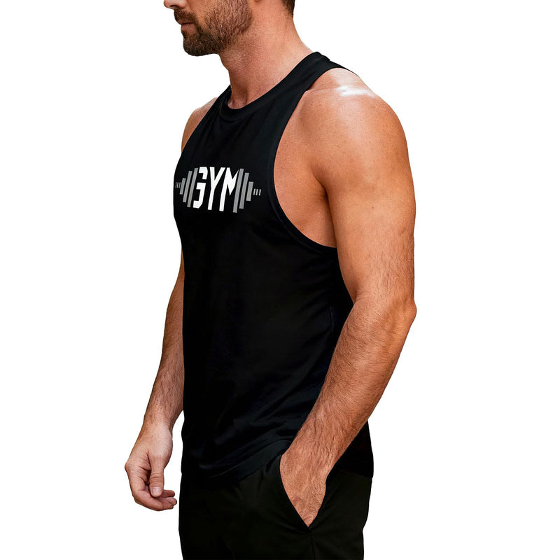 Men's Gym Workout Tank Tops Y-Back Muecle Tee Stringer Fitness Bodybuilding Sleeveless T-Shirts Large Bk+wt