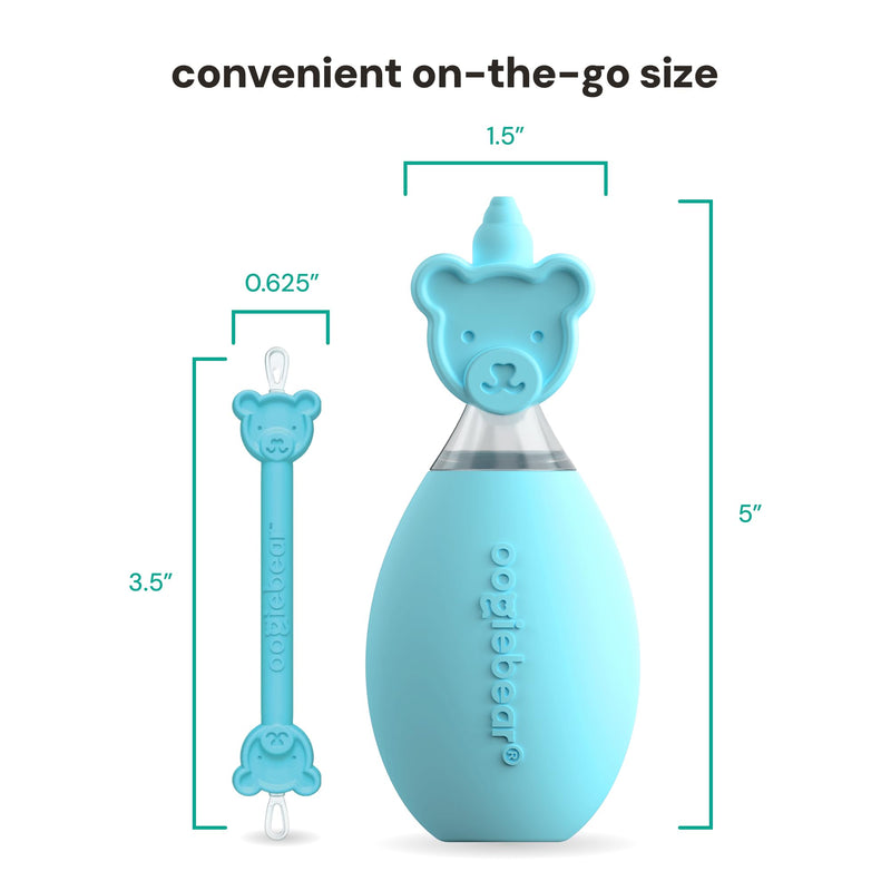 oogiebear BearPair FSA/HSA Eligible Silicone Bulb Baby Nasal Aspirator and Ear & Nose Syringe, Safely Sucks Snot and Removes Mucus, Cleanable and Reusable, Blue - BeesActive Australia