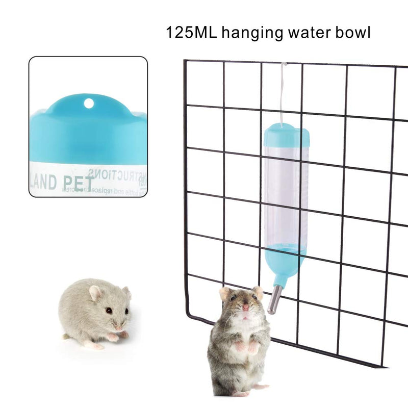 Guardians Hamster Water Bottle,Little Pet Automatic Drinking Bottle with Food Container Base Hut Hanging Water Feeding Bottles Auto Dispenser for Small Animals(125ml,Blue) 125ml Blue - BeesActive Australia