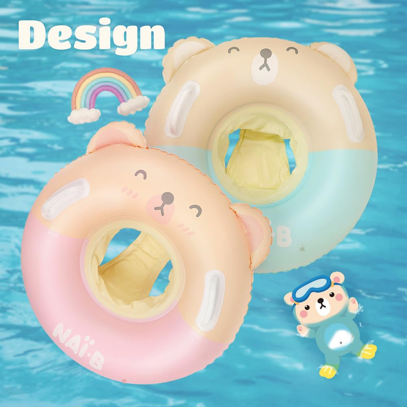 NAI-B Toddler Float Tube, Inflatable Swimming Pool Ring with Seat, Blow up Swim Training Aid Float Ring for 2-5 Year Old Boys Girls Toddler Kids Pink - BeesActive Australia