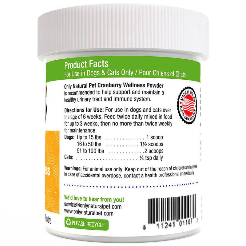 Only Natural Pet Cranberry Wellness Antioxidant Powder for Dogs and Cats - Nutritional Berry Powder Supplement for Urinary Tract Health with Vitamin C - 110 Servings - BeesActive Australia