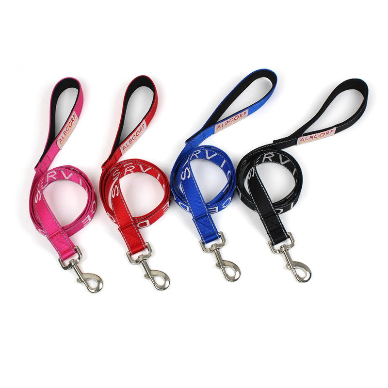 Albcorp Service Dog Leash - Embroidered- with Padded Neoprene Handle and Reflective threads, 4 Feet, for Harnesses, Vests or Collars, Red - BeesActive Australia