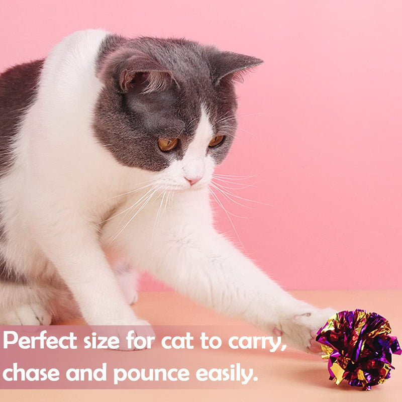 PET SHOW 20 Pcs Cat Crinkle Toy Ball 2.5inch Mylar Cat Pounce Chase Toys Colorful Paper Ball Chase Training Activity for Cats Kittens 2.5" Crinkle Toy Ball - BeesActive Australia