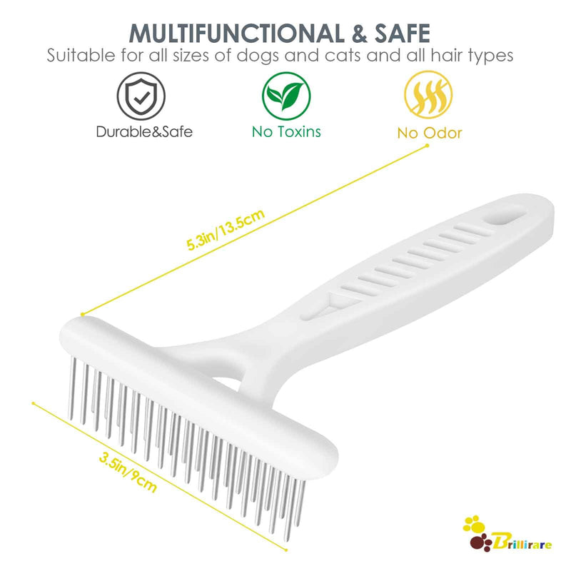 2 Pack Dog Grooming Rake, Stainless-Steel Pet Deshedding Dematting Brush Comb, Double Row Groomer Rakes Tool for Easy Mats&Tangles Removing, No More Nasty Shedding Flying Hair - BeesActive Australia