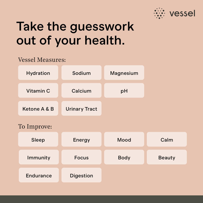 Vessel Health, The Most Accurate Health & Wellness Urine Test Available – Measures Magnesium, Calcium, Vitamin C, Sodium, Hydration, Ketones & More: Results & Custom Insights in App, iOS Only, 1 Pack 1 Count (Pack of 1) - BeesActive Australia