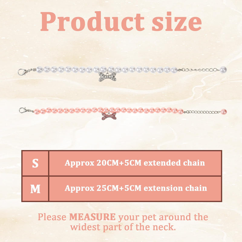 Small Dog Cat Pearl Collars and Pearl Necklace Set Fancy Cat Wedding Collar Jewelry with Bling Rhinestones for Girl Cat Puppy Dogs Kitten Party Wedding Birthday Accessories, Pink+white - BeesActive Australia