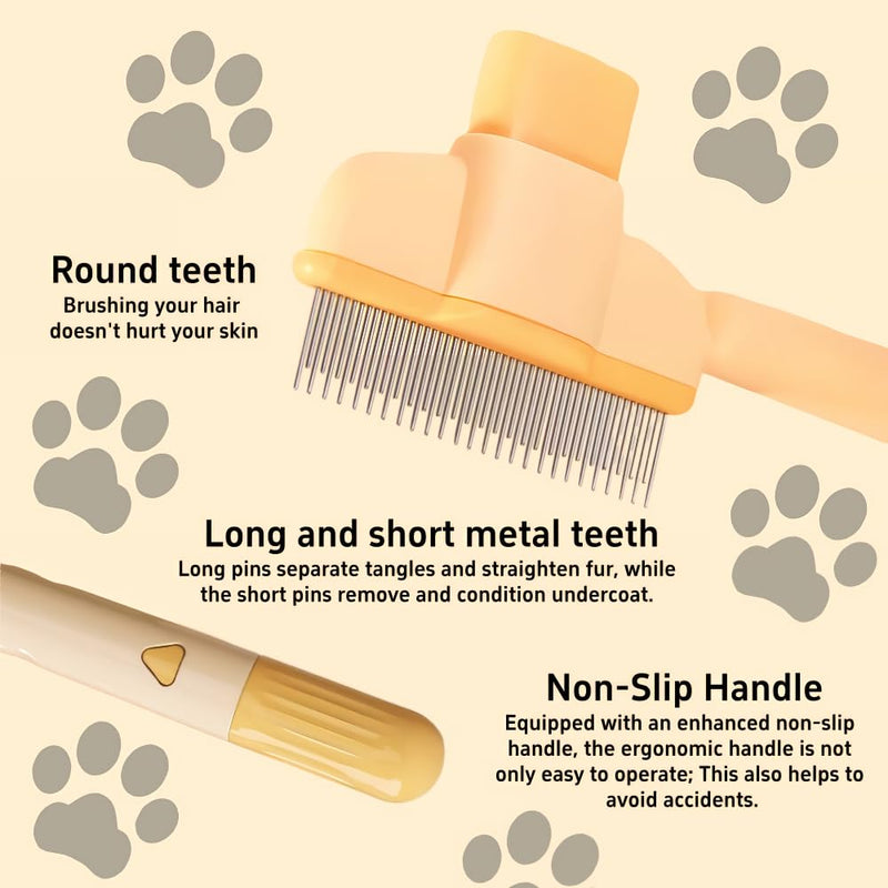 2PCS Pet Comb for Dogs & Cats with Long & Short Stainless Steel Metal Teeth for Shedding and Tangles, Self-Cleaning Pet Comb for Dogs and Cats, Comfort and safety - BeesActive Australia