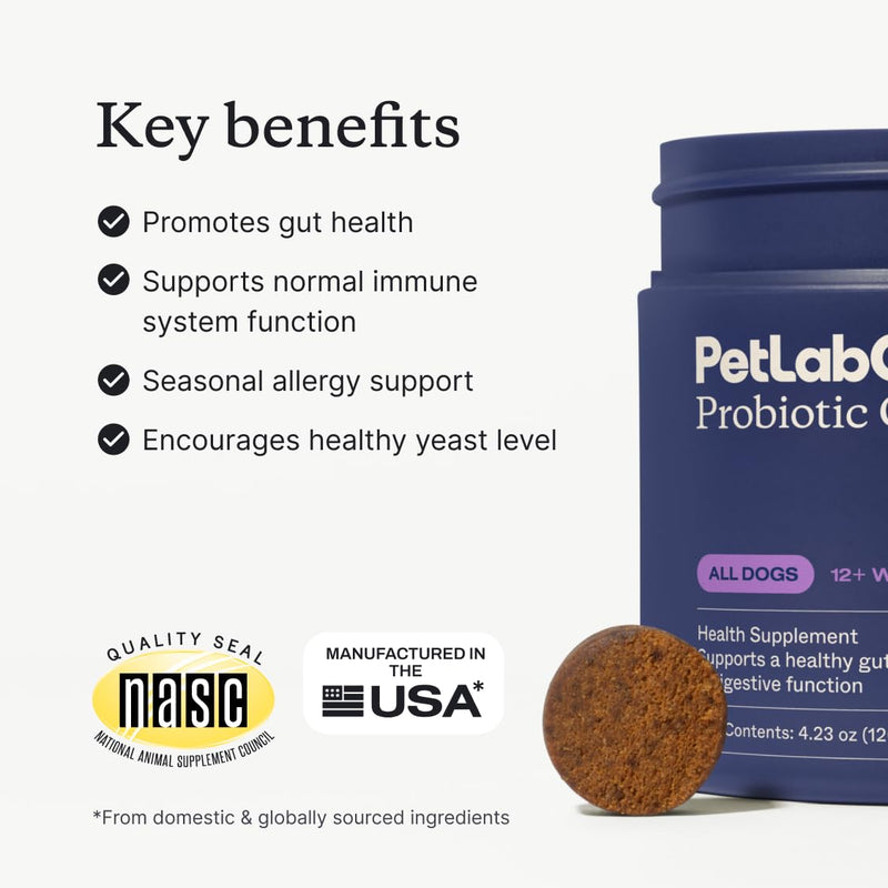 PetLab Co. Probiotics for Dogs, Support Gut Health, Occasional Diarrhea, Digestive Health & Seasonal Allergies - Salmon Flavor - Packaging May Vary - 30 Soft Chews Single Pack