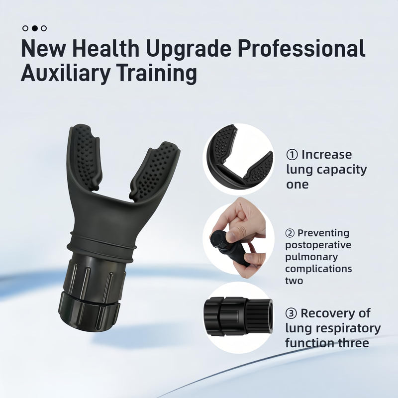 Portable Lung Capacity & Ab Trainer - Adjustable Resistance Breathing Exerciser for Core Strength, Swimming, Martial Arts | Medical-Grade Silicone, Compact Design with Flow Control Valve Black