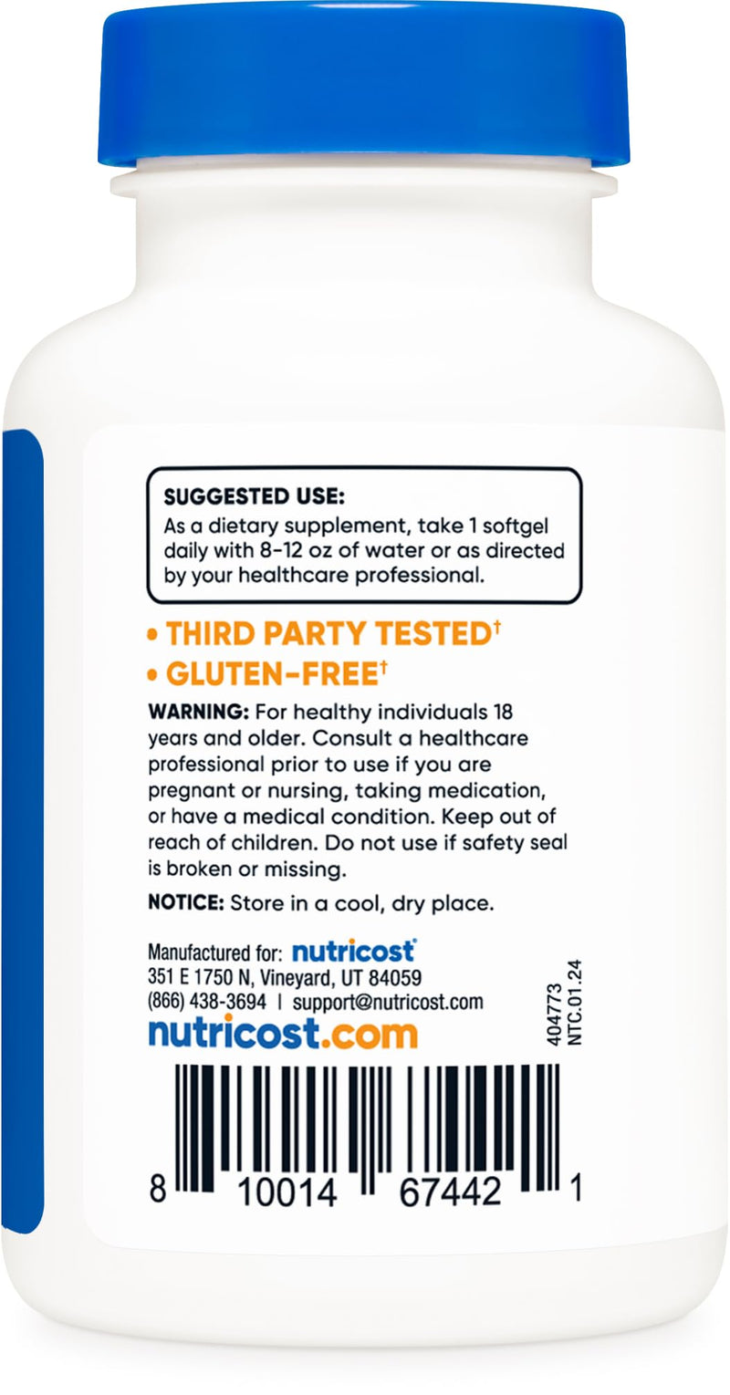 Nutricost Vitamin D3 (1000iu) Softgels, 240 Softgels, Gluten Free | GMO-Free
