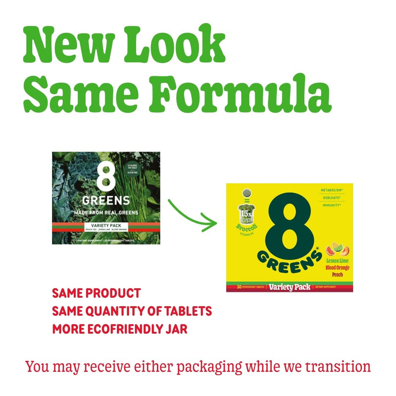 8G 8Greens Supergreens Effervescent Tablets, Variety, 30 Servings | Boosts Metabolism, Immunity & Focus; Contains Aloe vera, spirulina & chlorella; Vitamins C, B6, B12 & folate; Doctor-Backed