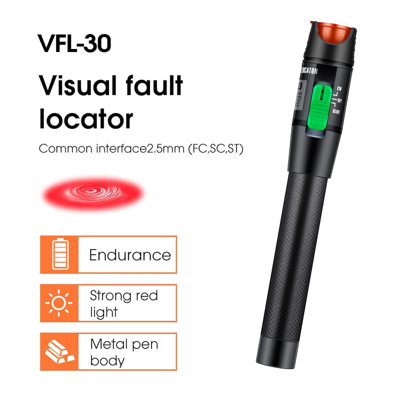 Fiber Optic Cable Troubleshoot Kit, Testing Both Singlemode and Multimode Cables Contain 1PC VFL-30 Visual Fault Locator, FC to LC Adapter,LC, SC, ST, FC Coupler and 3 Short Patch Cords VFL-30 kit - BeesActive Australia