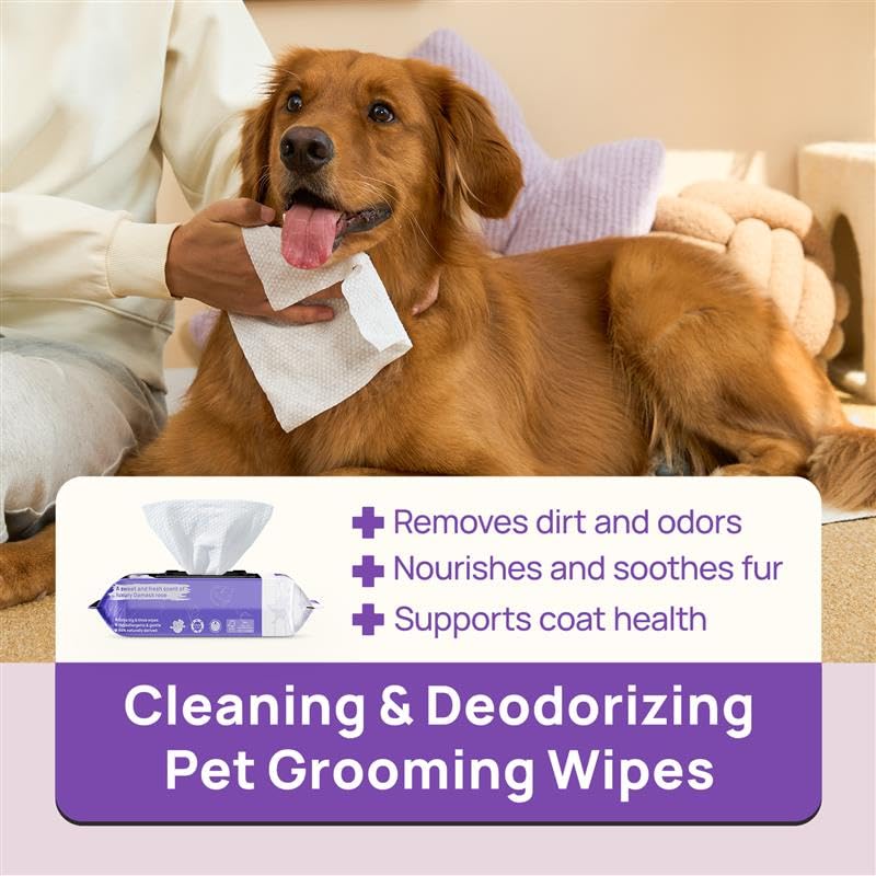 HICC PET Daily Care Bundle, Rose Pet Wipes for Dogs and Cats, Unscented Dental Finger Wipes for Teeth Cleaning, Paws Body Butt Grooming and Fresh Breath, 100 Count & 50 Count