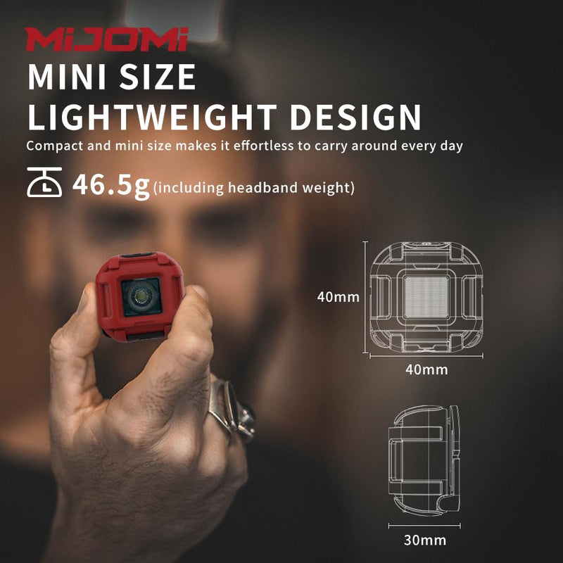 Mini Rechargeable Headlamp, 320 Lumen, IPX4 Waterproof, 3 Modes with Adjustable Headstrap for Running Hiking Cycling Repairing Work
