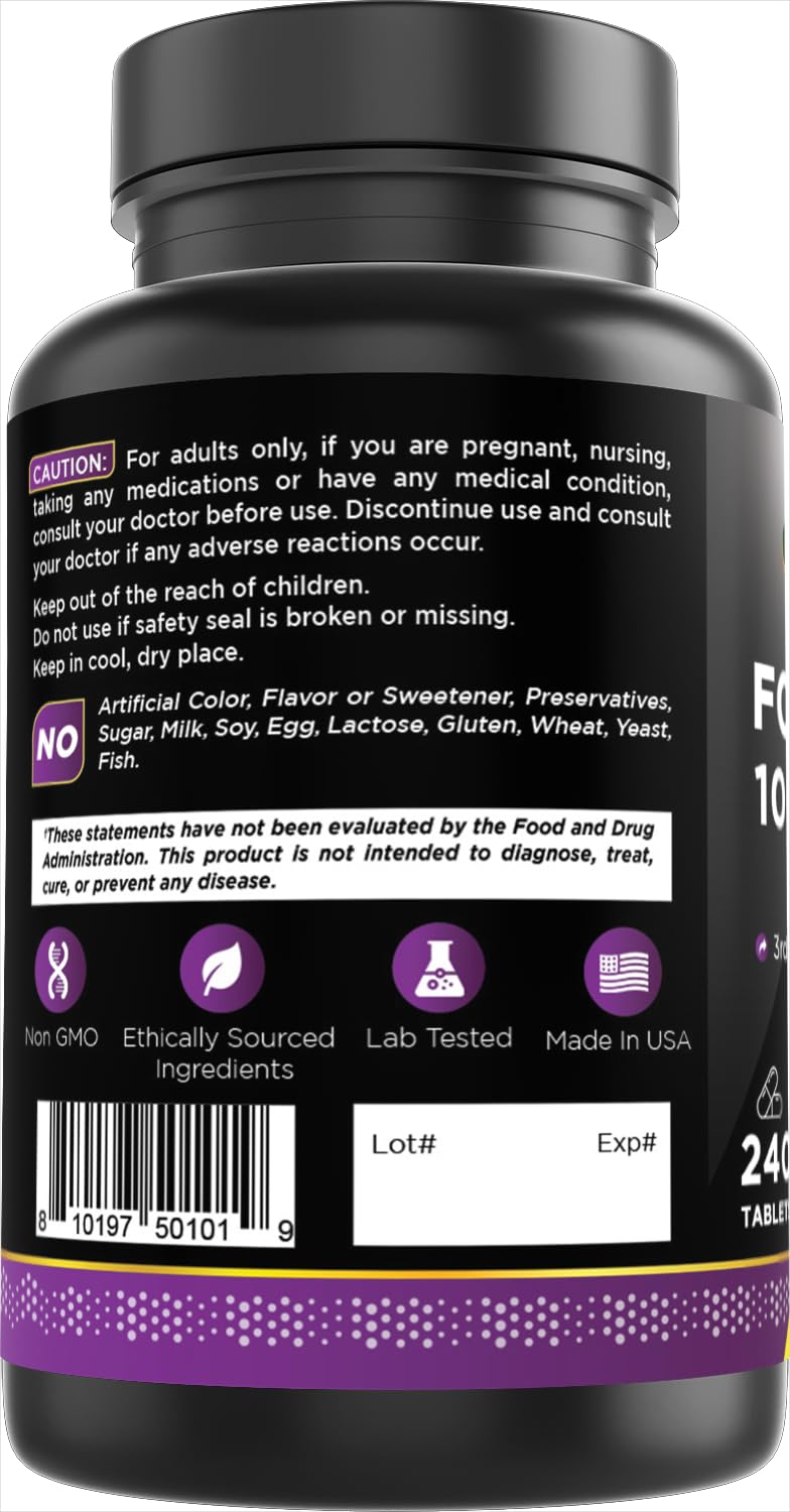 Oxify Folic Acid 1000 mcg, 240 Tablets | Gluten-Free, Non-GMO, Made in USA