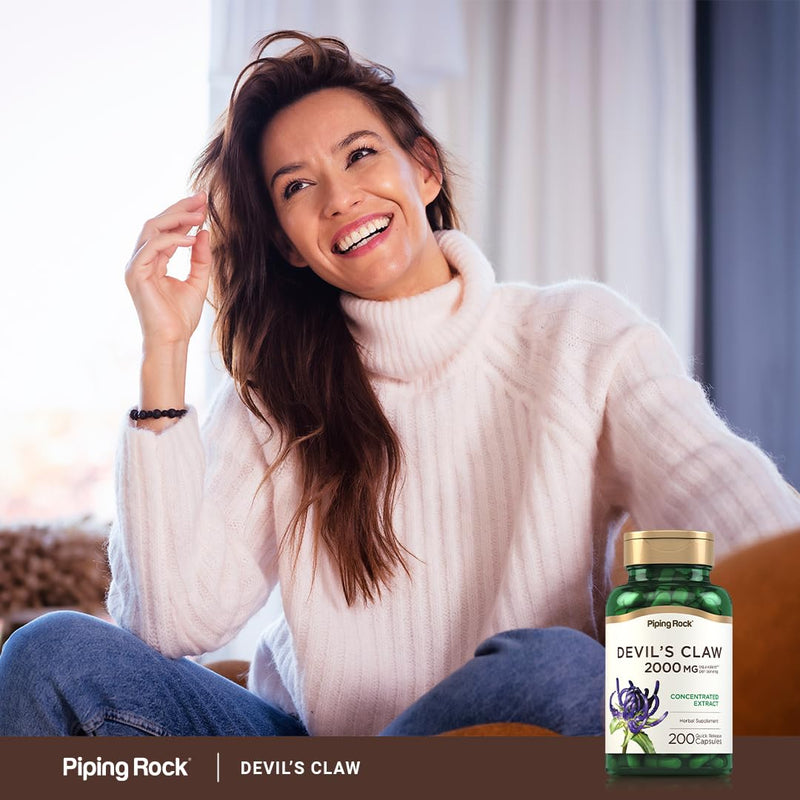 Piping Rock Devils Claw | 200 Capsules | Herbal Supplement | Concentrated Extract | Non-GMO, Gluten Free - BeesActive Australia