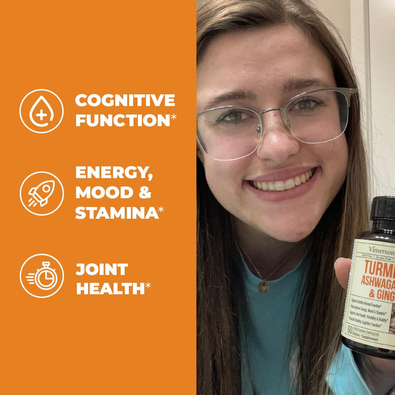 Turmeric Curcumin & Ashwagandha Supplements with Black Pepper. 95% Curcuminoids. Joint Support Supplement with Organic Tumeric, Ginger & Bioperine. Aids Joint Health, Energy, Mood & Overall Well-Being 60 Count (Pack of 1) - BeesActive Australia