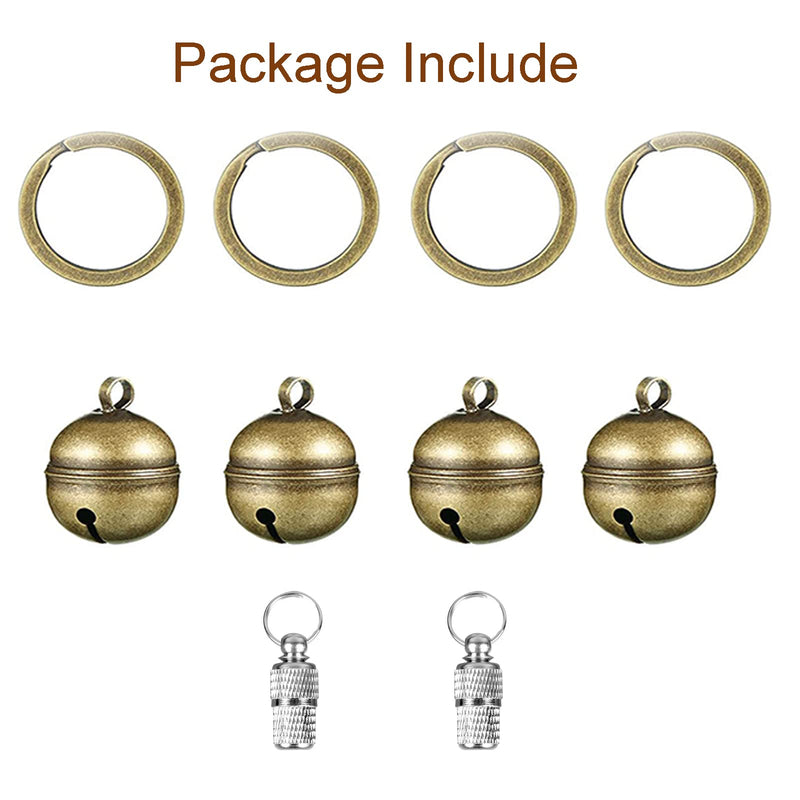 2 Strings in 4 Pieces Cat Dog Kitty Pet Collar Bells Pet Tracker Loud Brass Bell with 2x Anti-Lost ID Tube Tag for Pet Collars Necklace Potty Training, Save Birds and Wildlife Bell Bronze - BeesActive Australia
